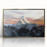 Framed acrylic print of Mount Everest in muted earth tones, ideal for modern art wall decor.