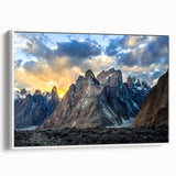 Vintage poster art of a scenic Pakistani landscape on framed canvas, featuring vibrant colors, ideal for living room decor.