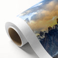 Art deco poster of a serene Pakistani landscape in soft pastel shades on rolled canvas, ideal for nursery wall art.