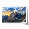 Rolled canvas print of a serene Pakistani landscape with lush greens and floral elements, perfect for dining room decor.