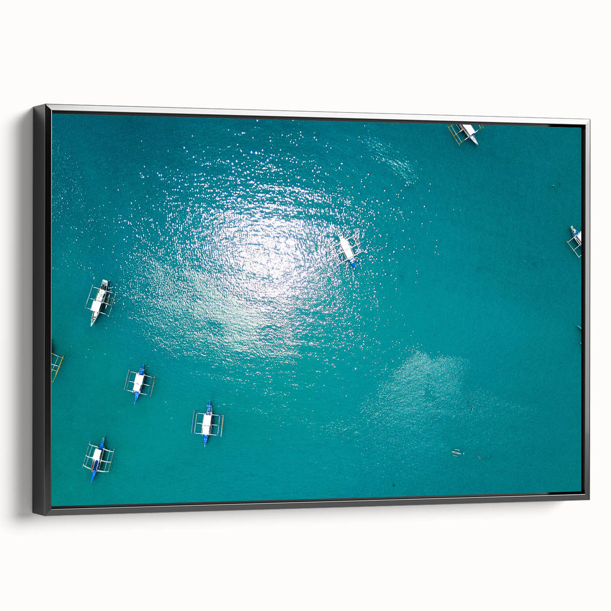 Black and white framed canvas of a Philippine landscape, ideal for bedroom wall art.