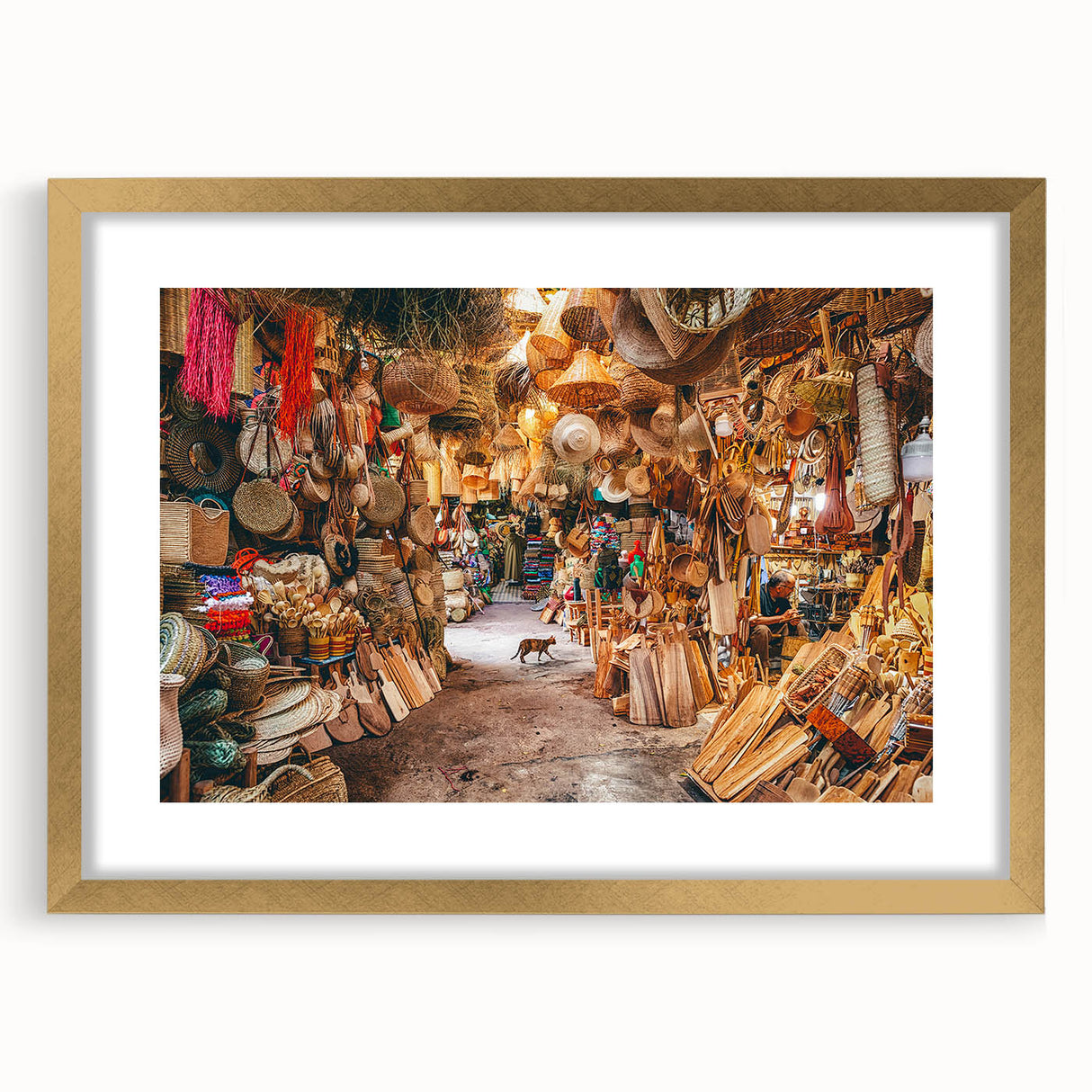Extra large abstract art print of Singapore skyline in gold frame, textured finish, ideal for living room decor.