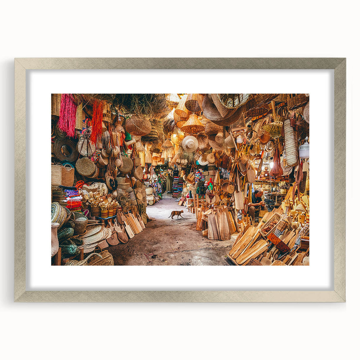 Textured abstract art print of Singapore with muted earth tones on a silver-framed mat, ideal for bedroom decor.
