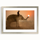 Textured abstract art print of a Sri Lankan landscape in muted earth tones on a framed silver mat.
