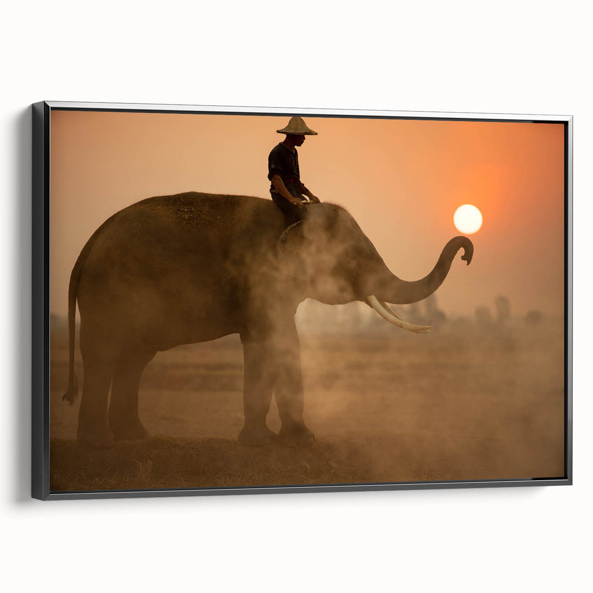 Black and white framed canvas featuring a vintage-style landscape of Sri Lankan scenery, ideal for bedroom decor.
