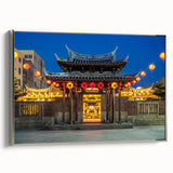 Framed canvas landscape art painting of a scenic Taiwan view in muted colors, ideal for living room decor.