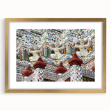 Extra large abstract art print of Bangkok scenery in textured style, featuring gold frame, ideal for living room decor.