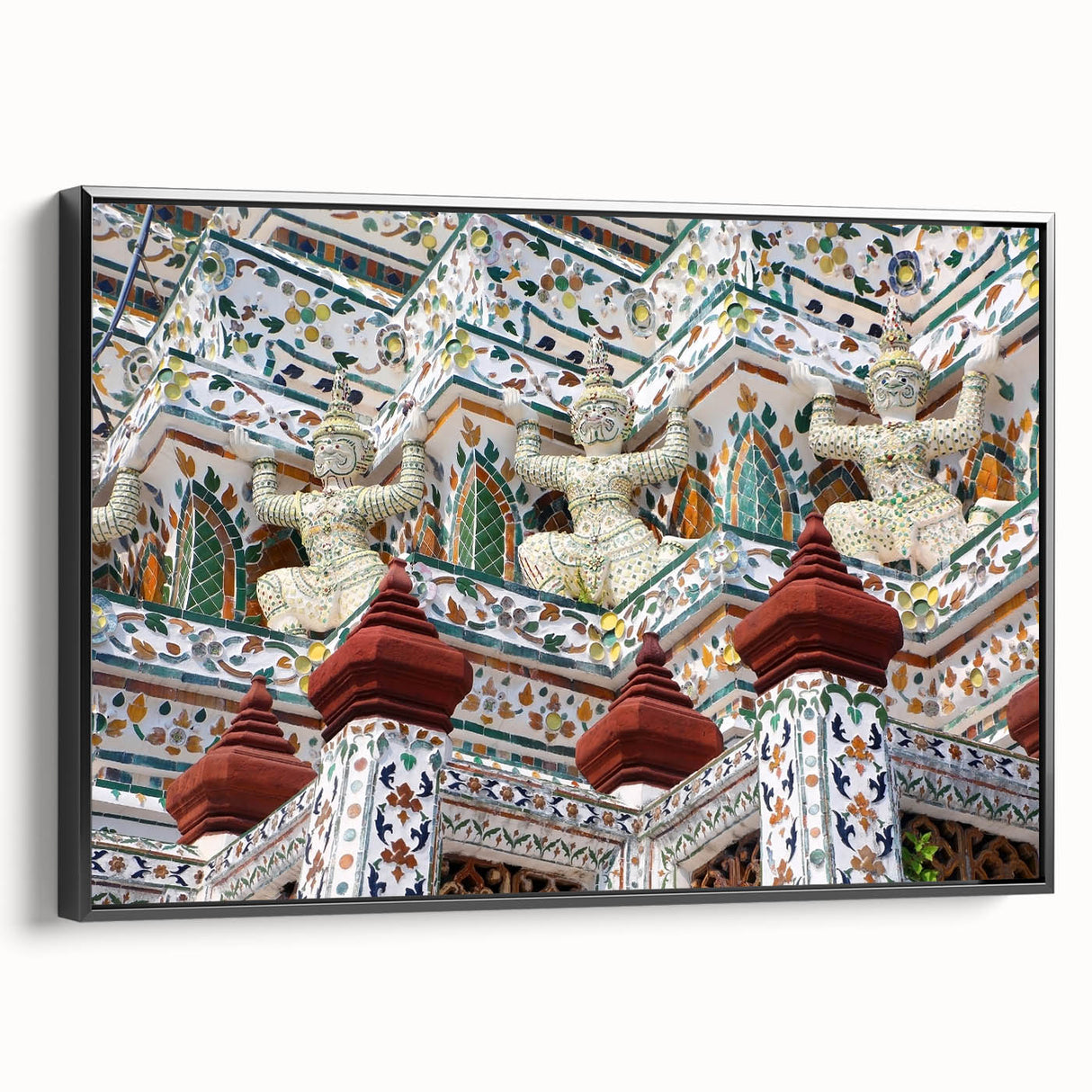 Black and white framed canvas of Bangkok landscape, featuring vintage poster art style, ideal for bedroom decor.