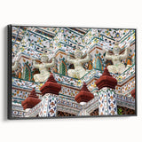 Black and white framed canvas of Bangkok landscape, featuring vintage poster art style, ideal for bedroom decor.