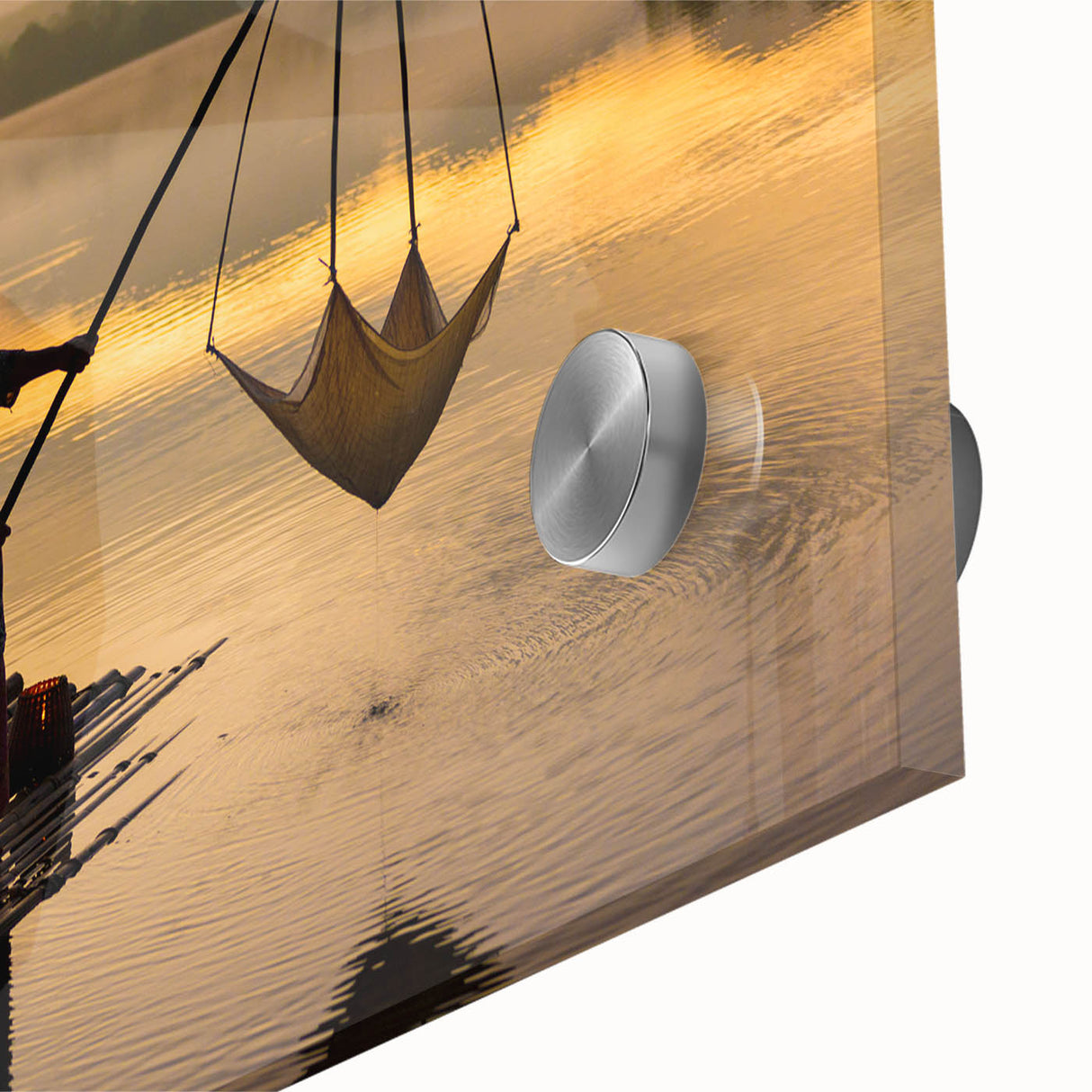 Large abstract wall art depicting a Thai landscape in muted earth tones on acrylic glass, suitable for dining room decor.