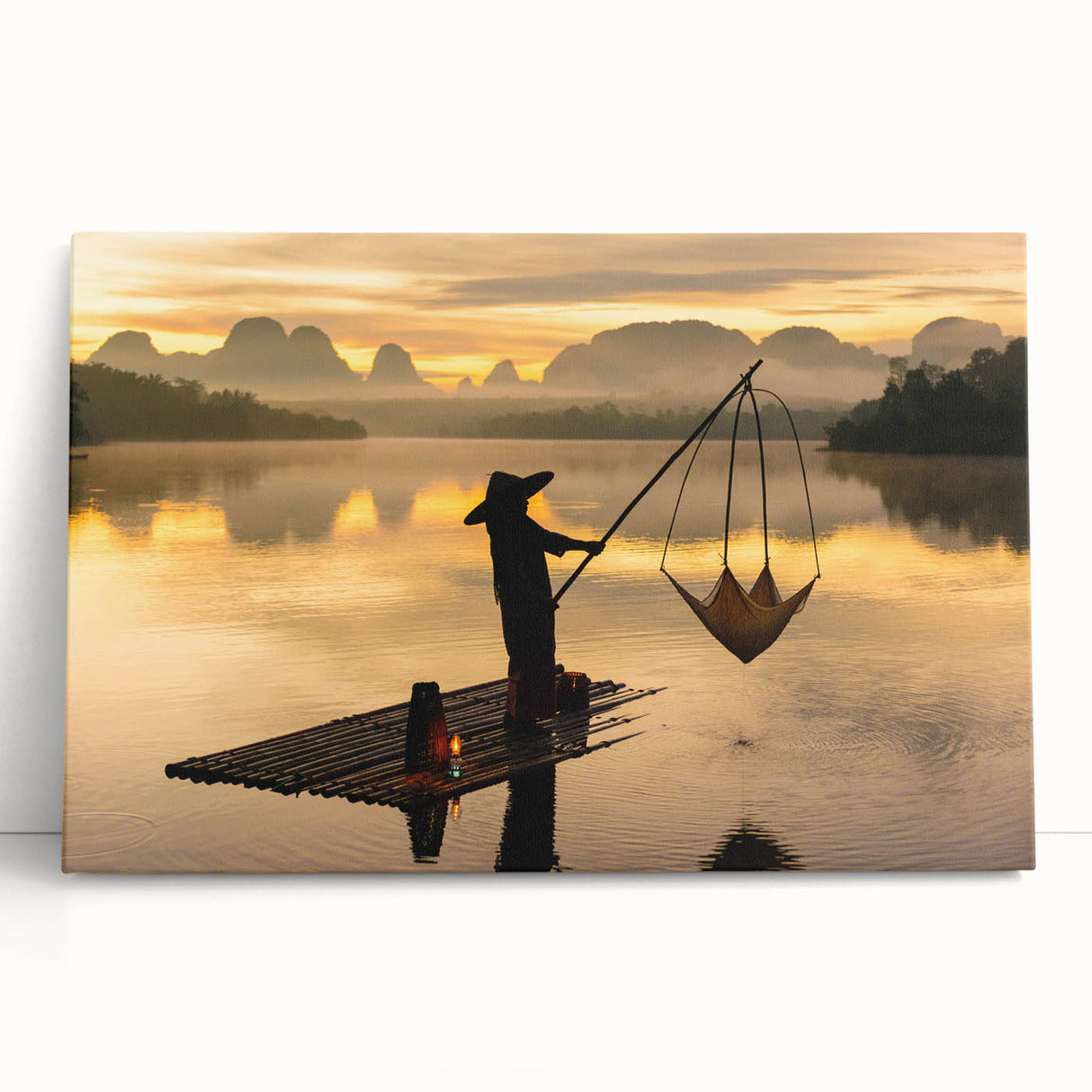 Black and white stretched canvas of a Thai landscape, ideal for kitchen wall art or bedroom ambiance.