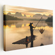 Landscape painting of a serene Thai countryside on stretched canvas, featuring lush greenery and a calm river.