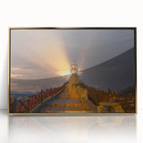 Large framed acrylic print of a Turkish landscape in gold and earth tones, ideal for modern art wall decor.