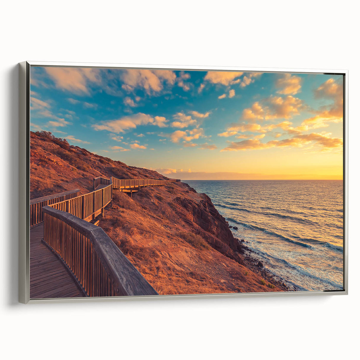 Vintage poster art of Adelaide scenery on a framed canvas, featuring colorful art in extra large size.