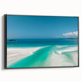 Black and white framed canvas of the Great Barrier Reef, ideal for bedroom wall art in a vintage poster style.