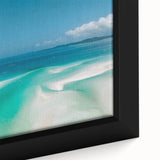 Extra large framed canvas featuring a textured depiction of the Great Barrier Reef in vibrant colors.