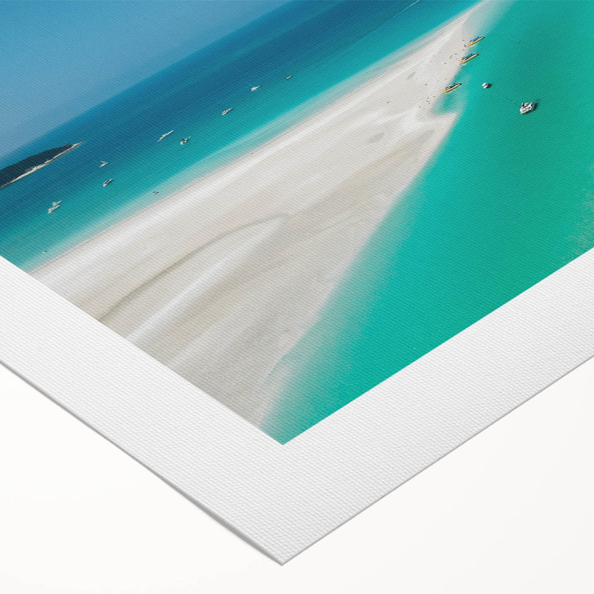 Art deco poster of the Great Barrier Reef in vibrant blue tones on rolled canvas, suitable for dining room wall art.
