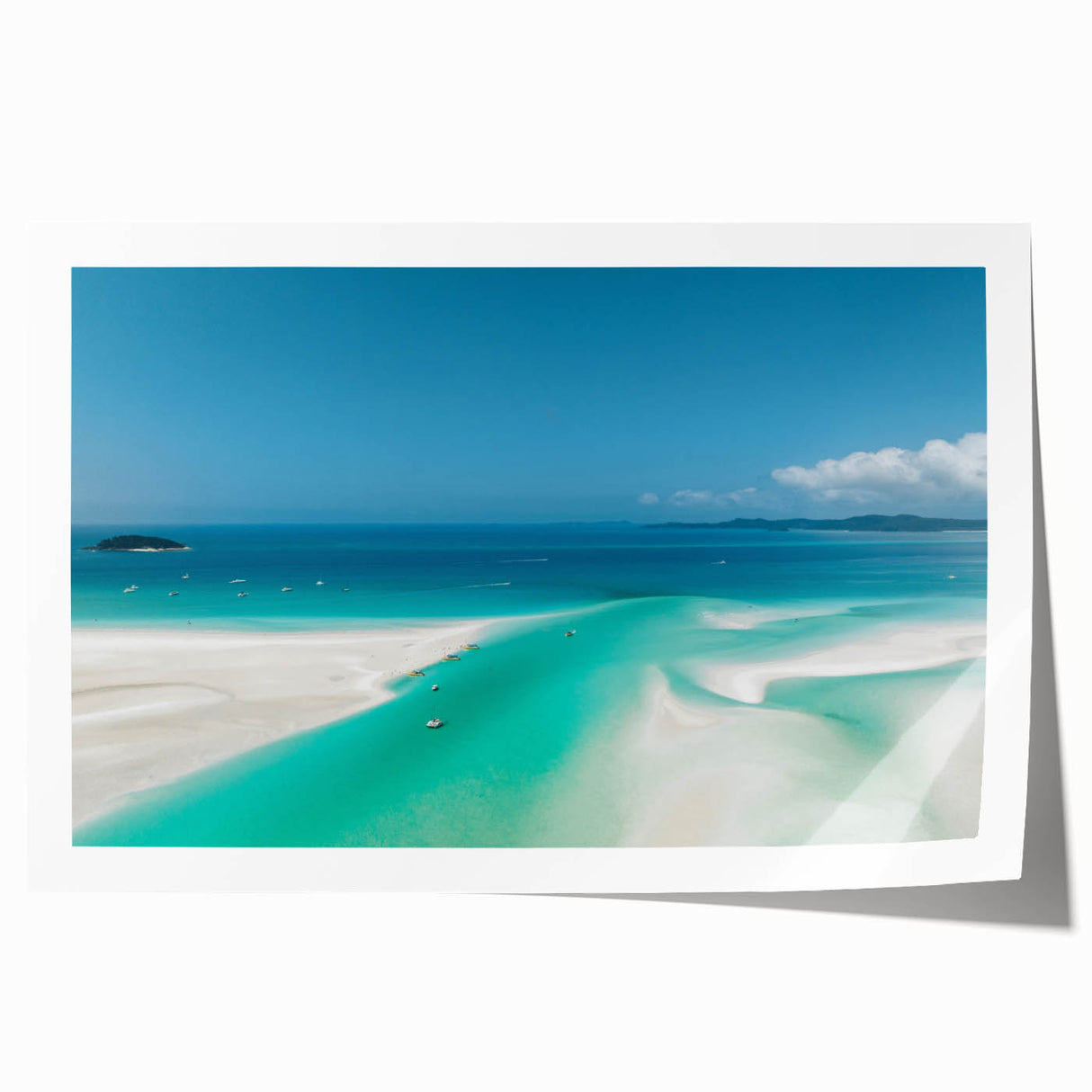 Underwater scene of the Great Barrier Reef on a large rolled canvas, featuring vibrant blue and green tones.