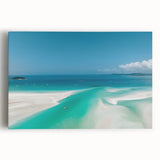Black and white stretched canvas of the Great Barrier Reef, ideal for kitchen wall art.