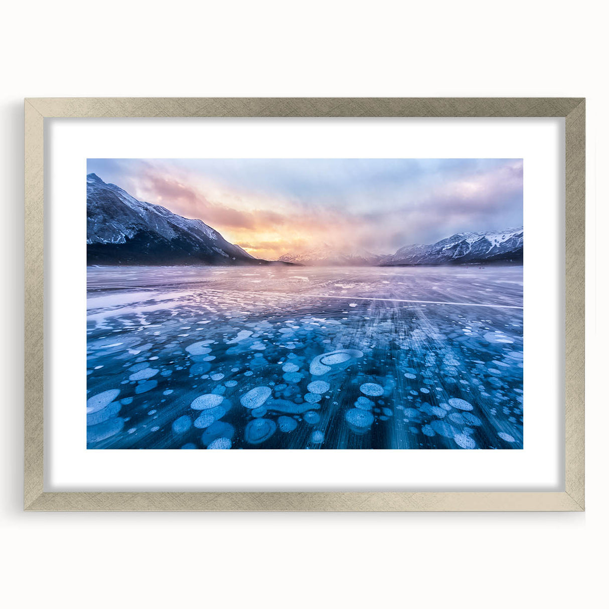 Textured abstract art print of Alberta scenery in muted earth tones on a framed canvas, ideal for bedroom art.