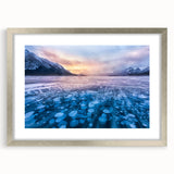 Textured abstract art print of Alberta scenery in muted earth tones on a framed canvas, ideal for bedroom art.