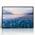 Large abstract wall art depicting a serene Alberta, Canada scenery in muted earth tones on a framed acrylic.
