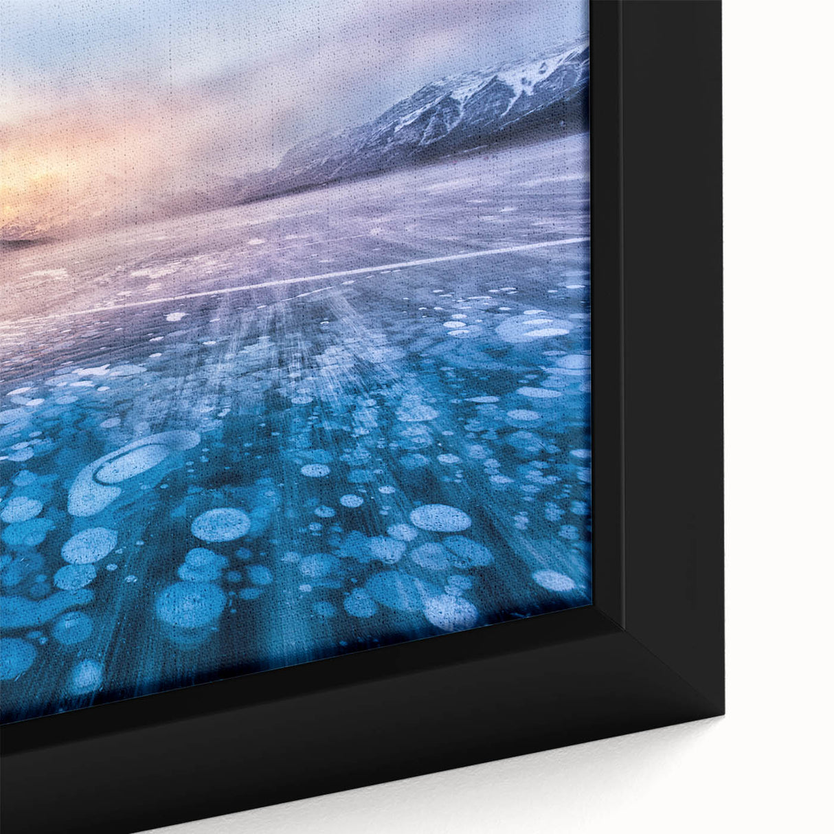Extra large framed canvas featuring a textured, colorful abstract design on a black background, ideal for living room decor.