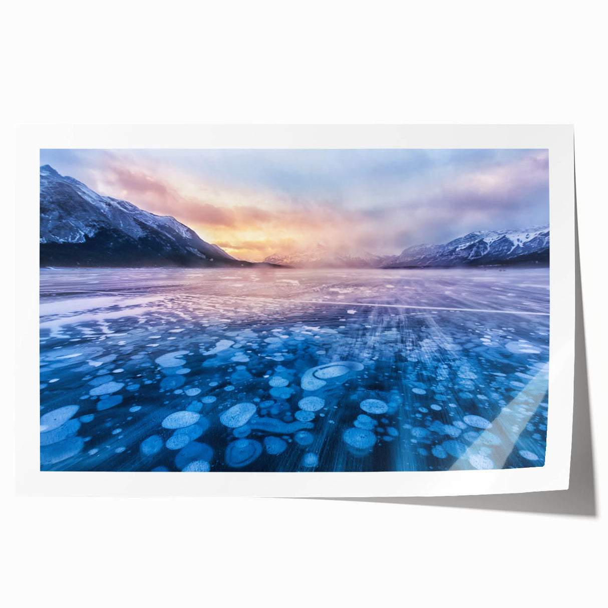 Landscape print of Alberta, Canada in muted earth tones on rolled canvas, ideal for art wall dining room.