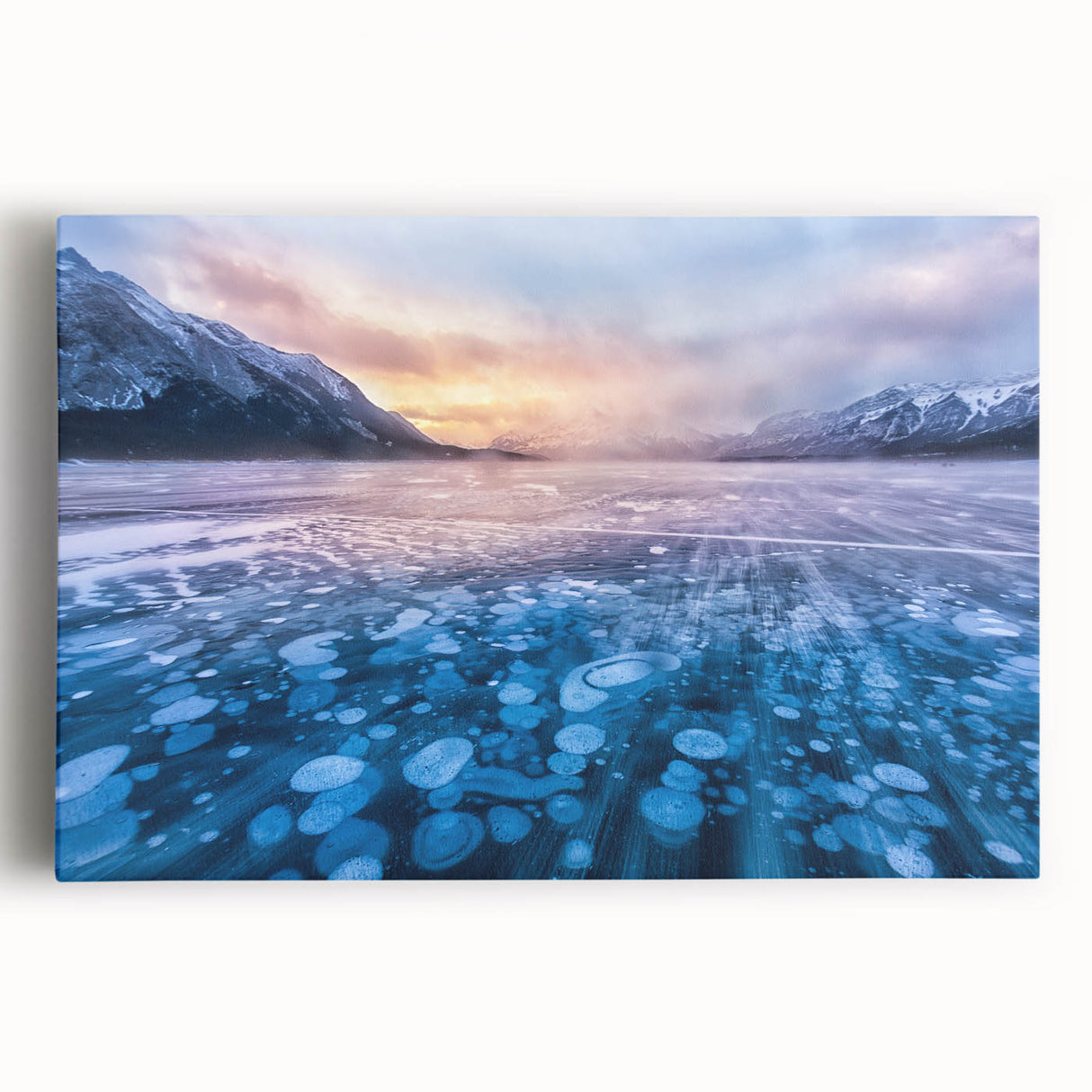 Black and white photograph of Alberta, Canada scenery on large stretched canvas, suitable for kitchen wall art.