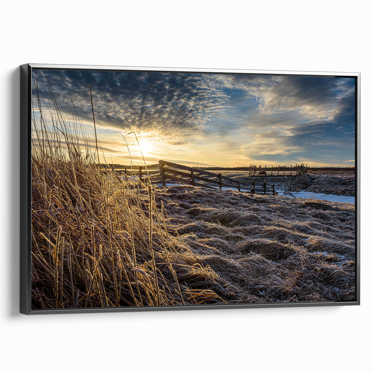 Black and white landscape art painting of New Brunswick on framed canvas, ideal for bedroom wall decor.