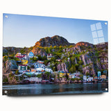 Acrylic print of a Newfoundland landscape in muted earth tones, ideal for dining room decor.