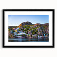 Extra large framed abstract art print featuring a textured, colorful depiction of Newfoundland scenery.