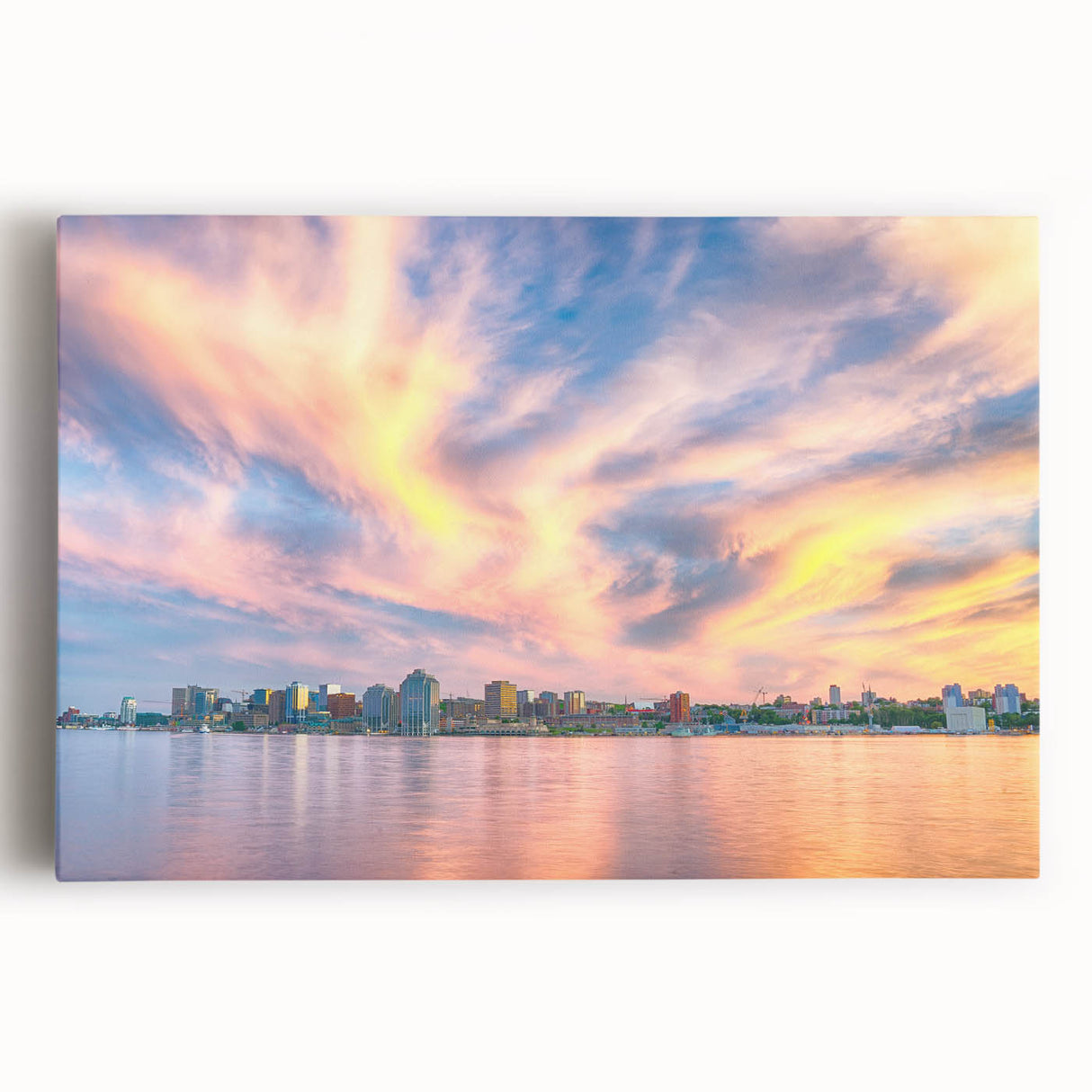 Black and white stretched canvas of Nova Scotia scenery, ideal for kitchen wall art.