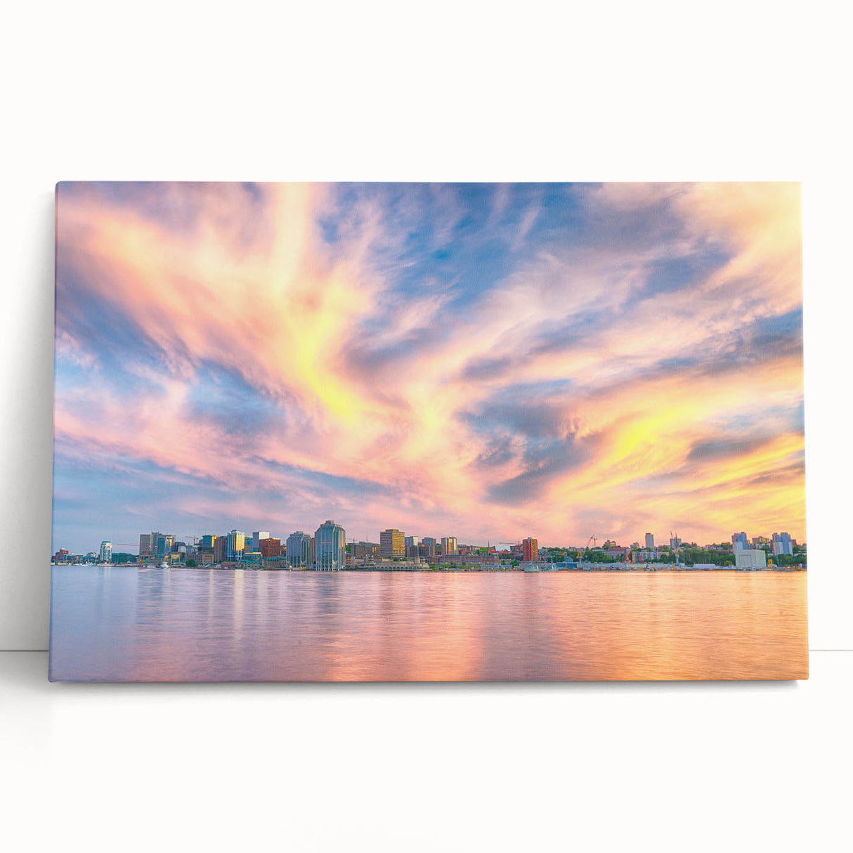 Black and white photograph of Nova Scotia scenery on stretched canvas, ideal for kitchen wall art.