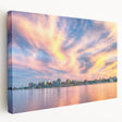 Scenic Nova Scotia landscape on stretched canvas, featuring cool blues and greens, suitable for kitchen wall art.