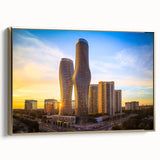 Framed canvas depicting a vintage-style landscape painting of Ontario, Canada, in black and gold tones.