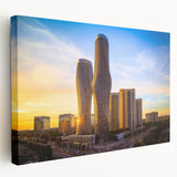 Scenic Ontario lake landscape on large stretched canvas, featuring cool blue and green tones, suitable for kitchen wall art.