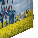 Large abstract wall art depicting Saskatchewan scenery in muted earth tones on acrylic glass, ideal for dining room art.