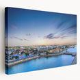 Aruba Caribbean seascape on stretched canvas, featuring vivid blue and green tones, ideal for kitchen wall art.
