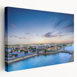 Aruba Caribbean seascape on stretched canvas, featuring vivid blue and green tones, ideal for kitchen wall art.