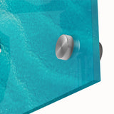 Large abstract wall art featuring Caribbean scenery in vibrant blue and green tones on acrylic glass.