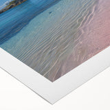 Art deco poster featuring a vibrant Caribbean scenery on rolled canvas, suitable for dining room wall art.