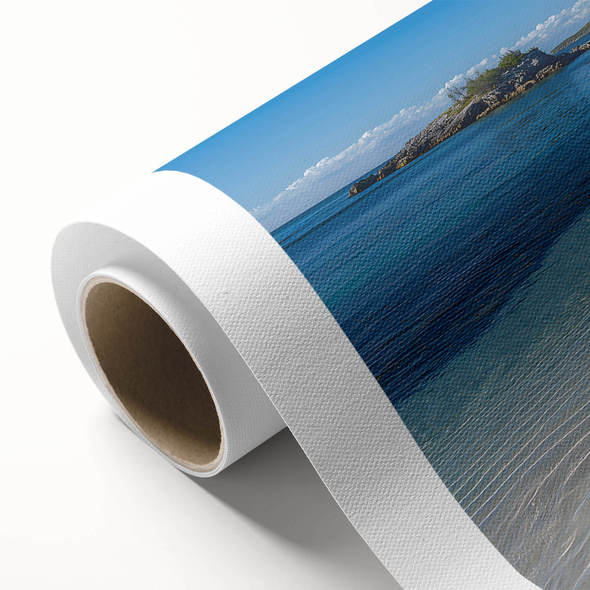 Art Deco poster of Bermuda scenery in pastel shades on rolled canvas, ideal for nursery wall art.