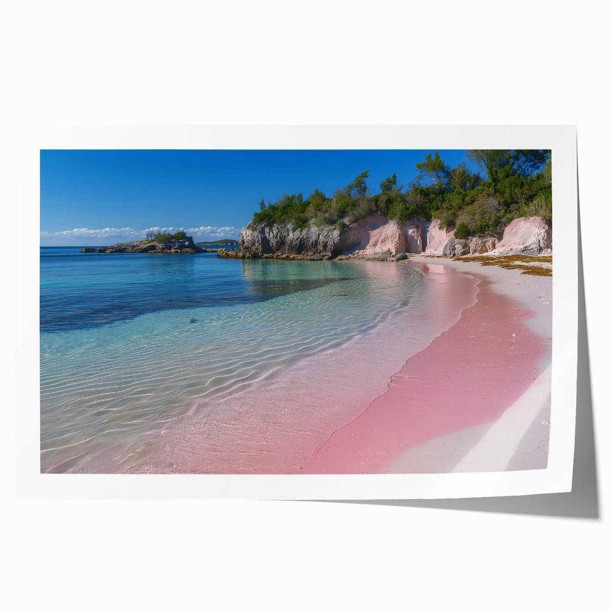 Extra large rolled print of Bermuda scenery with vibrant floral elements, ideal for art wall dining room.