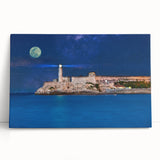 Black and white stretched canvas featuring a vintage Cuban street scene, ideal for kitchen wall art.