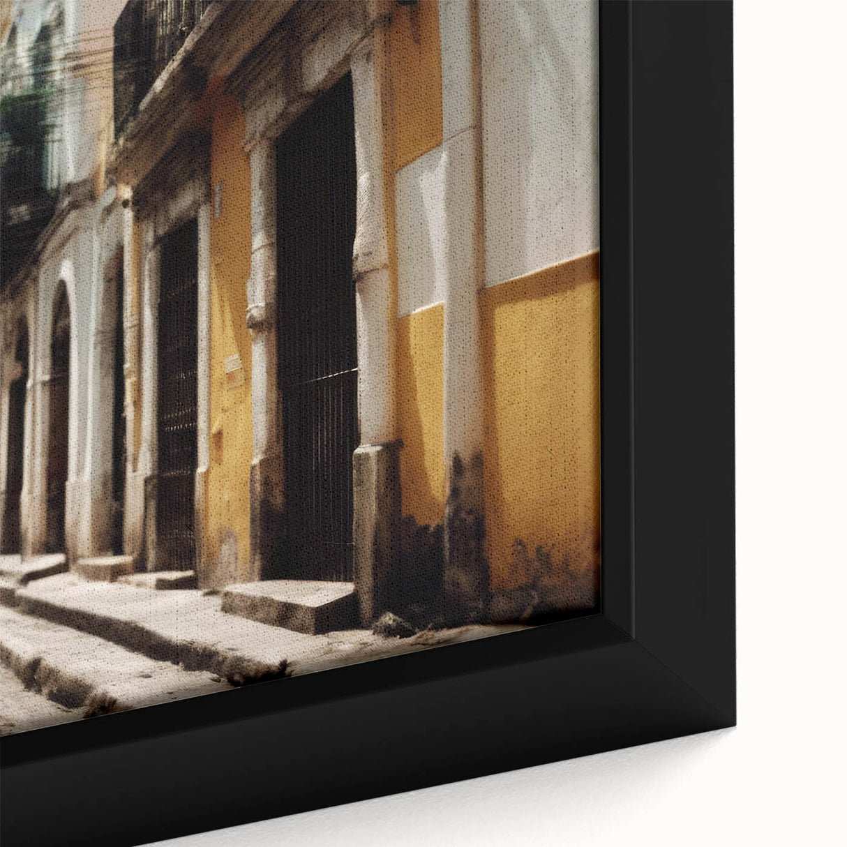 Extra large framed canvas featuring a textured, colorful Caribbean scenery, ideal for living room decor.
