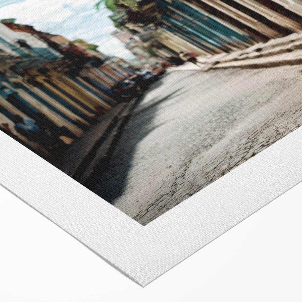 Art deco poster featuring a vibrant Caribbean scenery on rolled canvas, ideal for dining room wall art.