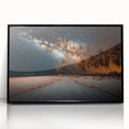 Large abstract wall art depicting a Caribbean scene in vibrant blues and greens on a framed acrylic.