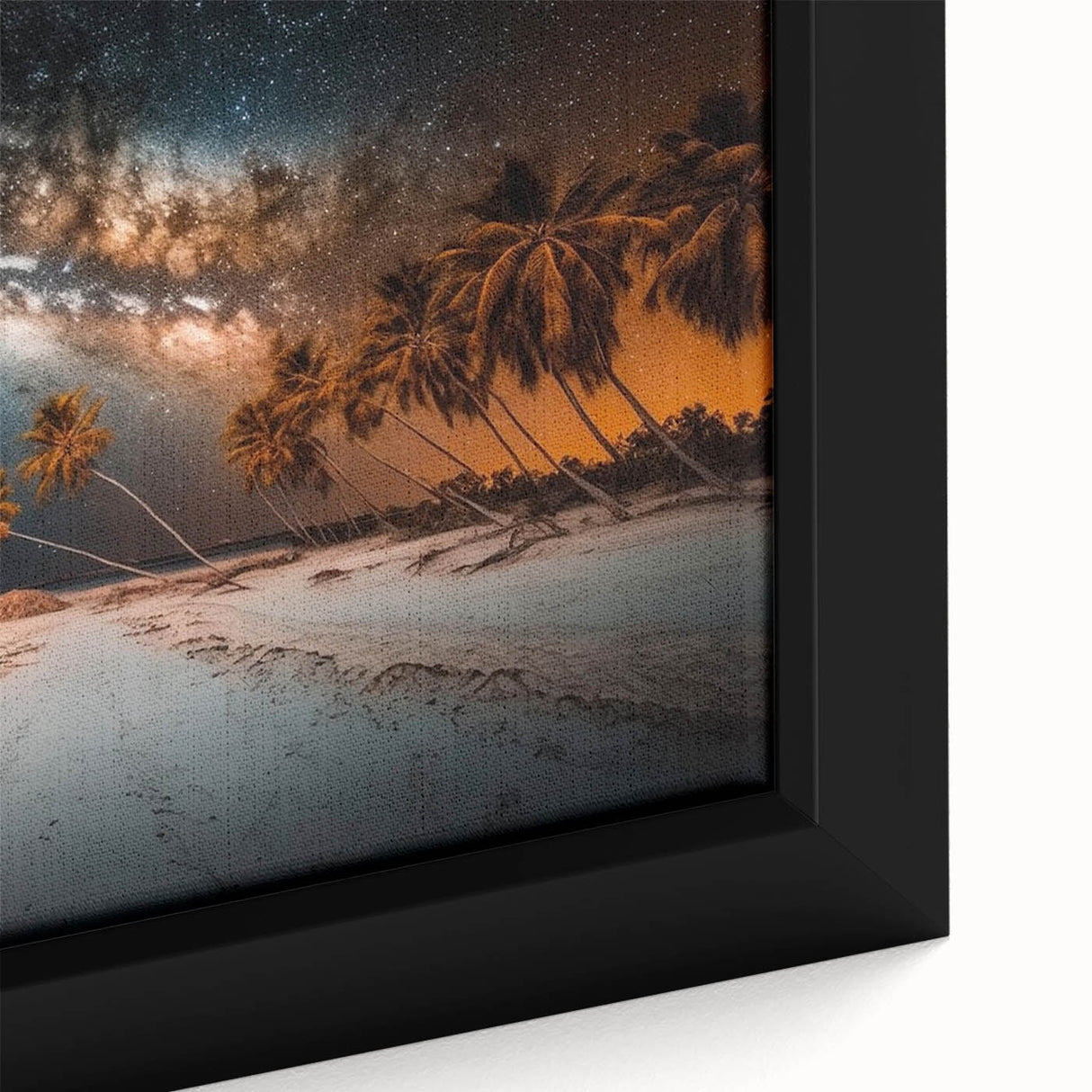Extra large framed canvas featuring a textured Caribbean scene in vibrant colors, ideal for living room decor.