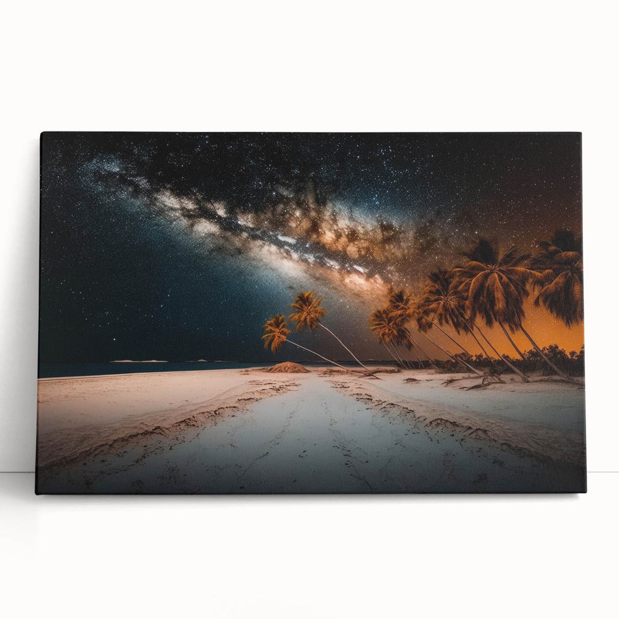 Black and white photograph of a Caribbean scenery on a stretched canvas, suitable as large kitchen or bedroom wall art.